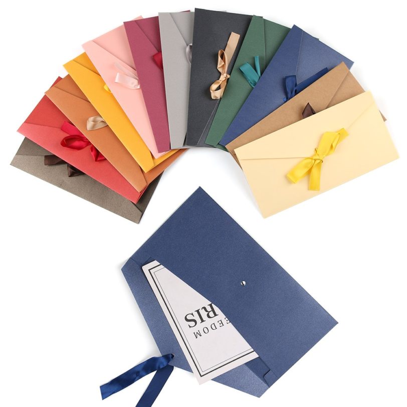 Beautiful Classic Retro Multicolor tie Pearl paper envelopes on Kraft for wedding invitation gift envelope Greeting Card Bag