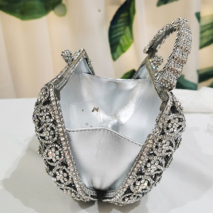 Best Design Silver Diamond Top-Handle Clutch Fashion Women’s Crystal Evening Bag High Quality Metal Lady Wedding Bridal Purses - Image 6