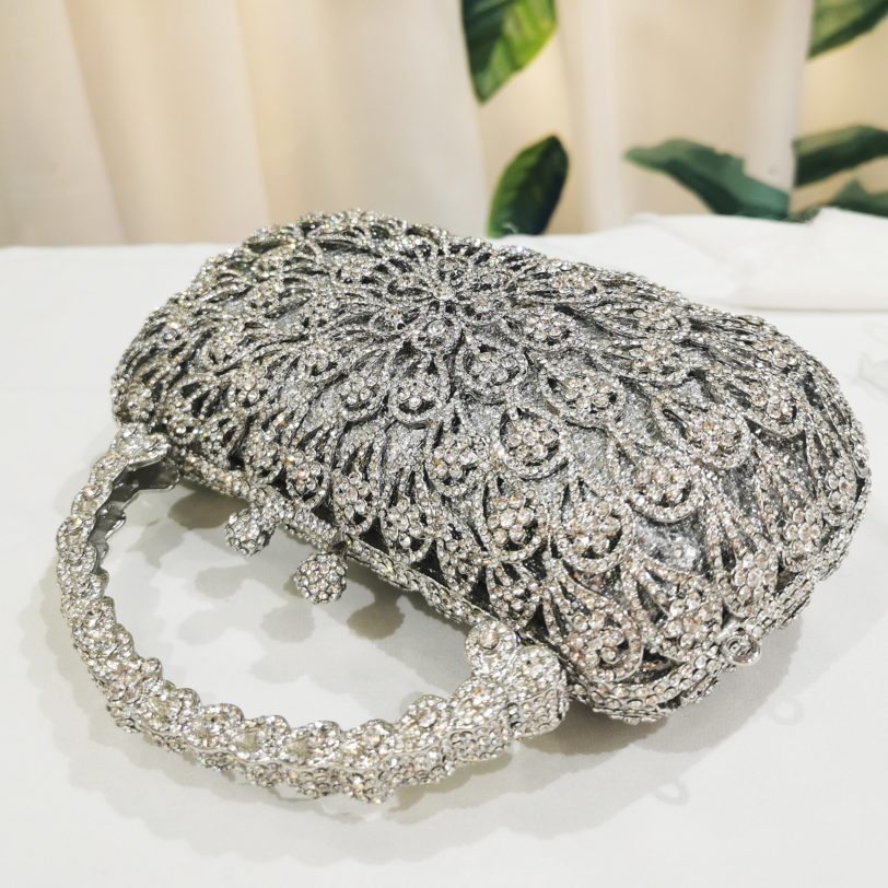 Best Design Silver Diamond Top-Handle Clutch Fashion Women’s Crystal Evening Bag High Quality Metal Lady Wedding Bridal Purses - Image 2