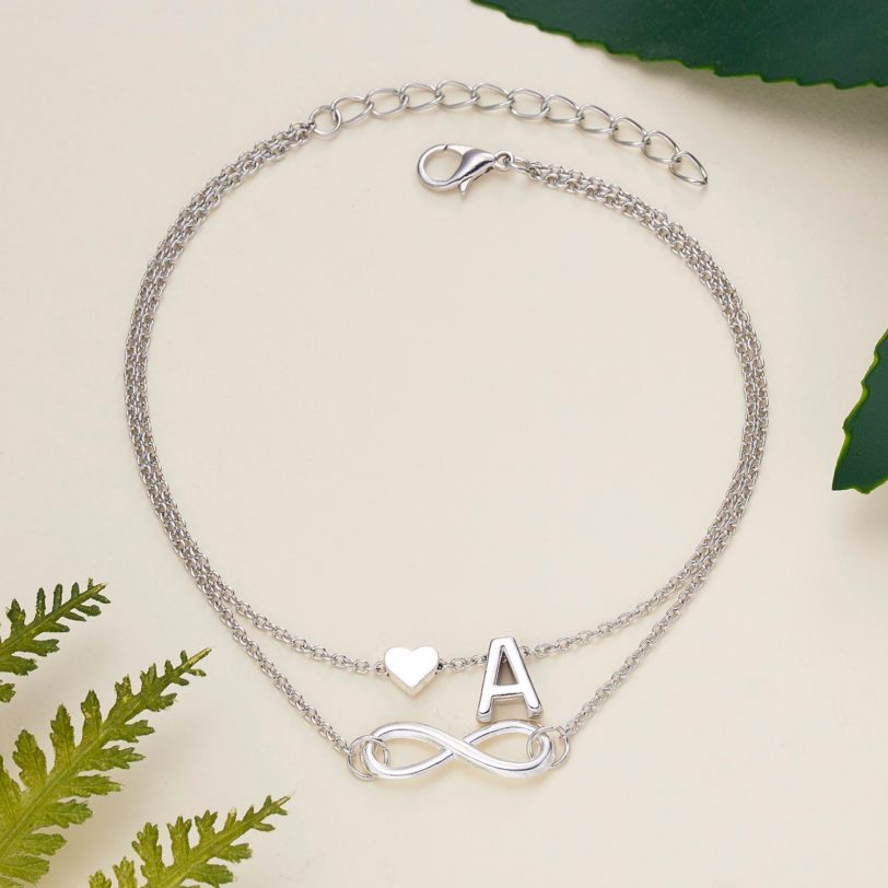 Bohemia Style Layered 26 Letter Heart Infinity Anklet For Women Summer Beach Initial Anklet On Foot Ankle Jewelry Travel Gift - Image 2