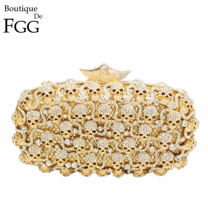 Boutique De FGG Diamond Skull Clutch Women Evening Bags Ladies Crystal Handbags and Purses Wedding Gala Dinner Minaudiere Bag - Image 5