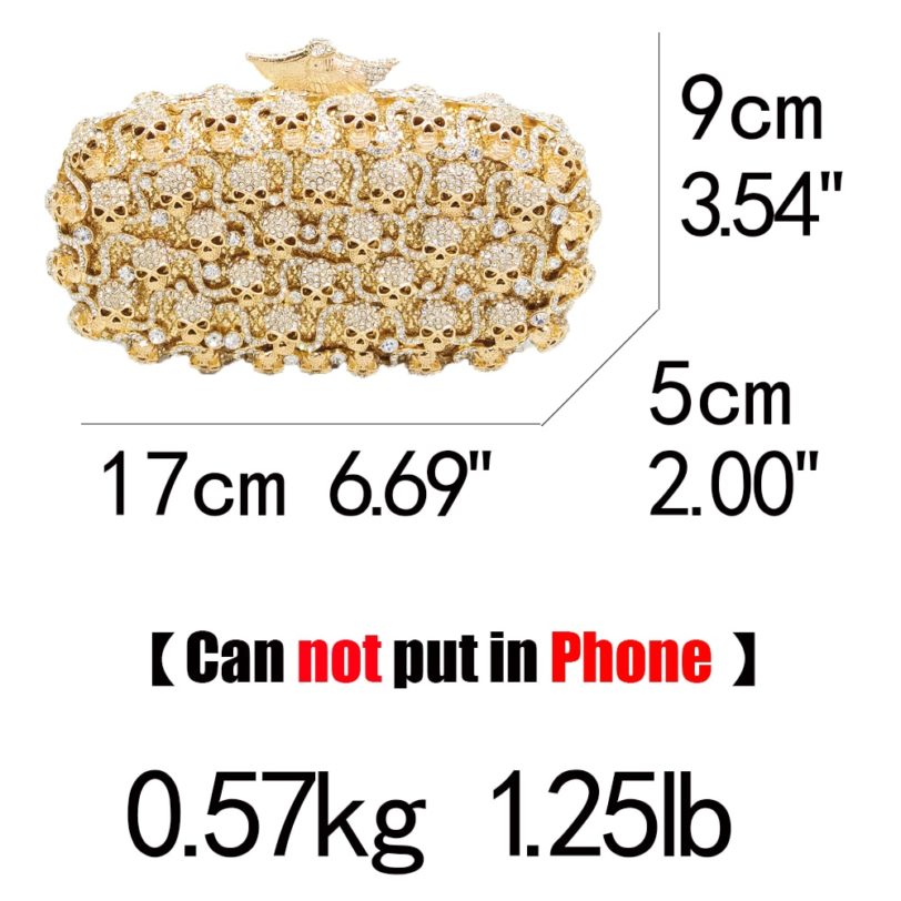 Boutique De FGG Diamond Skull Clutch Women Evening Bags Ladies Crystal Handbags and Purses Wedding Gala Dinner Minaudiere Bag - Image 6