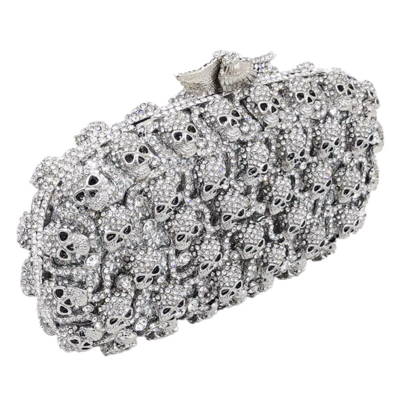 Boutique De FGG Diamond Skull Clutch Women Evening Bags Ladies Crystal Handbags and Purses Wedding Gala Dinner Minaudiere Bag - Image 2