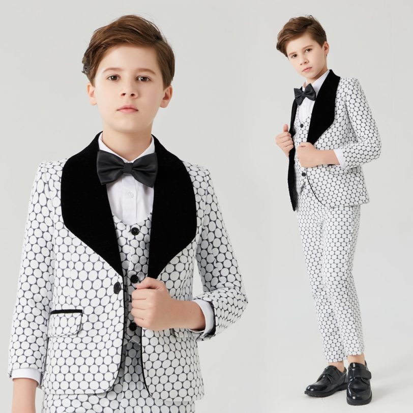 Boys dot suits for weddings Prom Suits Wedding Dress Kids tuexdo Children s Day Chorus Show