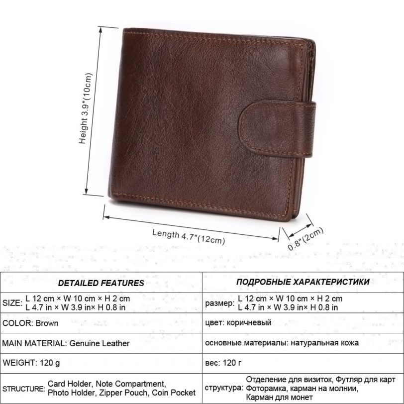 Brand Men Wallets Genuine Leather Short Coin Purse Fashion Hasp Wallet For Male Portomonee with Card Holder Photo Holder - Image 4