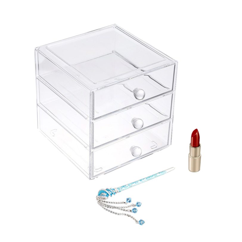 Clear Makeup Organizer Acrylic Cosmetic Display Case Storage Boxes Make up Container With 3 Drawers for