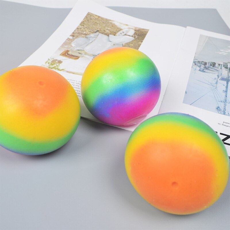 Colorful Rainbow Stress Balls Soft Foam TPR Squeeze Squishy Stress Relief Balls Toys for Kids Children 1