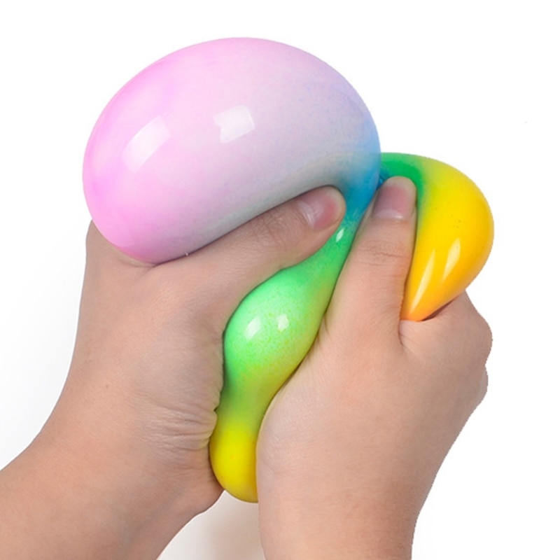 Colorful Rainbow Stress Balls Soft Foam TPR Squeeze Squishy Stress Relief Balls Toys for Kids Children 3