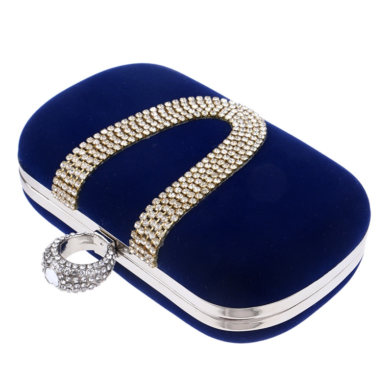 DIOMO Evening Bags Elegant Ladies Luxury U shaped Diamond Clutch Purse Wedding Party Women Chain Ring 1