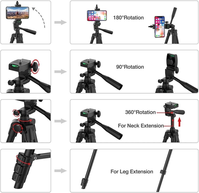 DSLR Flexible Tripod Extendable Travel Lightweight Stand Remote Control For Mobile Cell Phone Mount Camera Gopro Live Youtube - Image 2