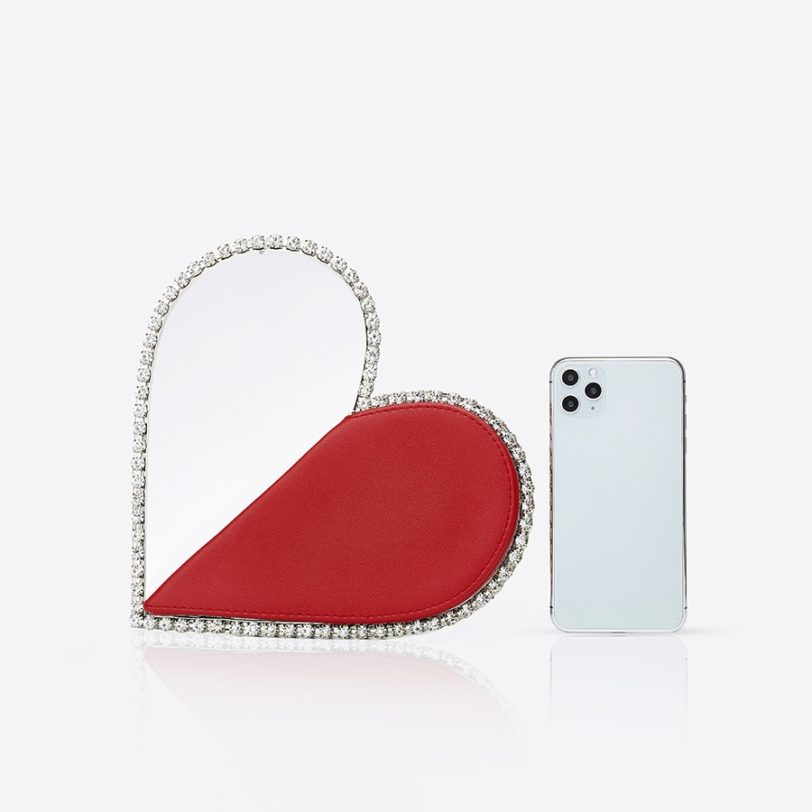 Diamond Red Heart Evening Clutch Bags Women Designer Chic Rhinestone Acrylic Handle Black Purse For Wedding Party Sac A Main - Image 4