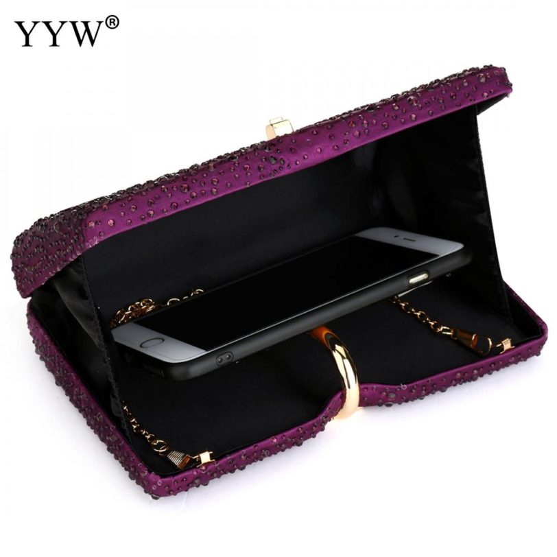 Diamonds Rivet Party Wedding Clutch Bag Women Fashion Evening Clutches Purse Solid Color Chain Bags Female Crossbody Bag - Image 2