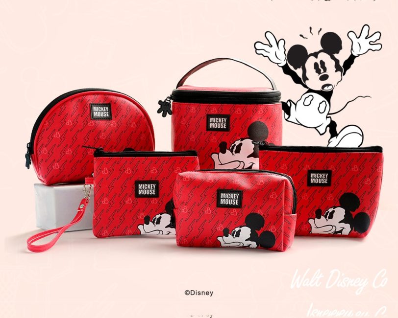 Disney Original Female Makeup Hand Bag Red Women Multi-Function PVC Travel Storage Bucket Bag Makeup Bag Coin Purse - Image 5