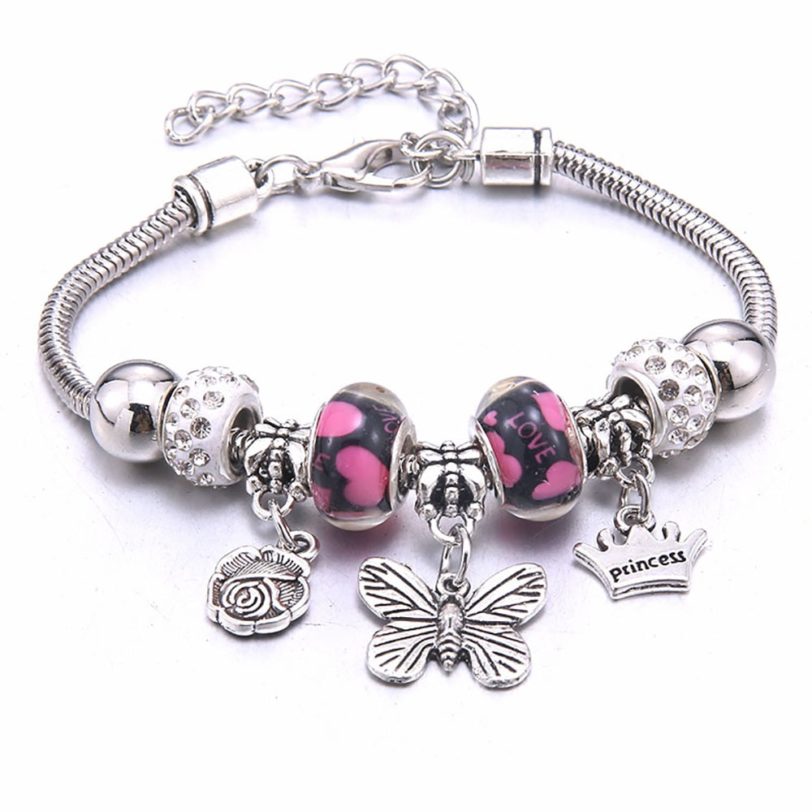 Dropshipping Charm Bracelet & Bangles 6-color butterfly beads Brand Bracelets For Women Fashion Jewelry Girl Friendship Gift - Image 2