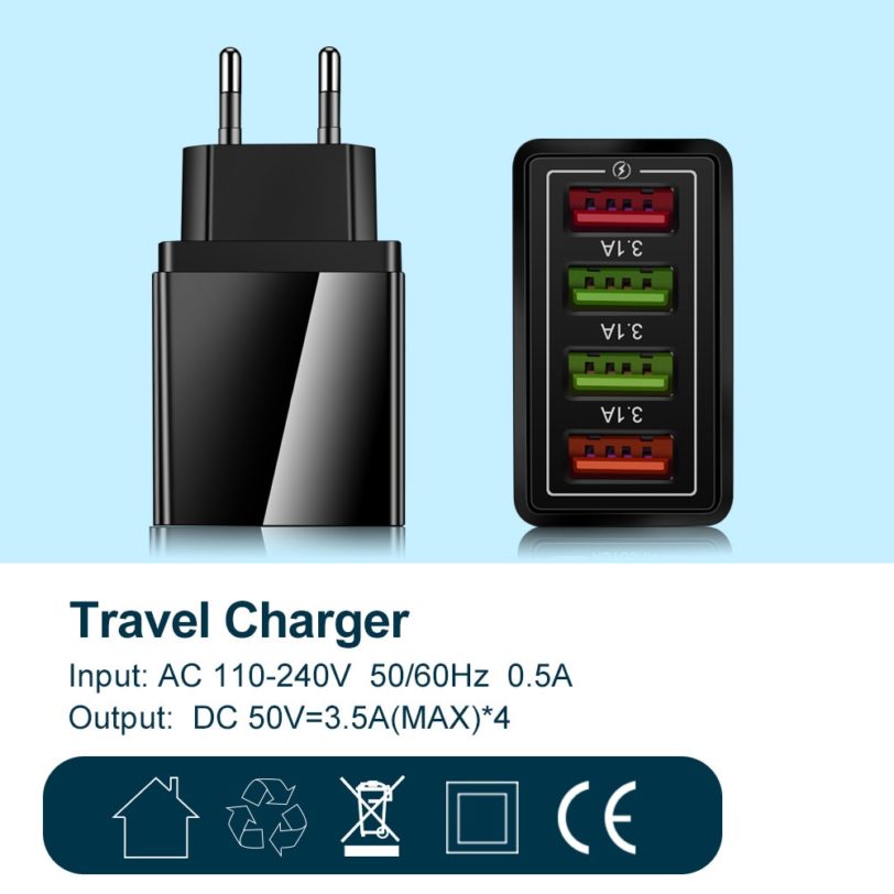 EU/US/UK Plug USB Charger Travel Charger For iPhone 12 11 Pro Max Tablet Portable Wall Mobile Phone Adapter Charger Fast Charger - Image 3