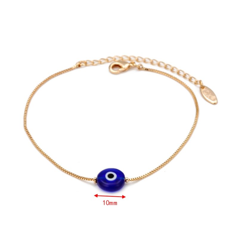 EVIL EYE Blue Turkish Eye Bead Bracelet Gold Color Simple Copper Adjustable Bracelet Fashion Jewelry for Women Girls Men BE73 - Image 4