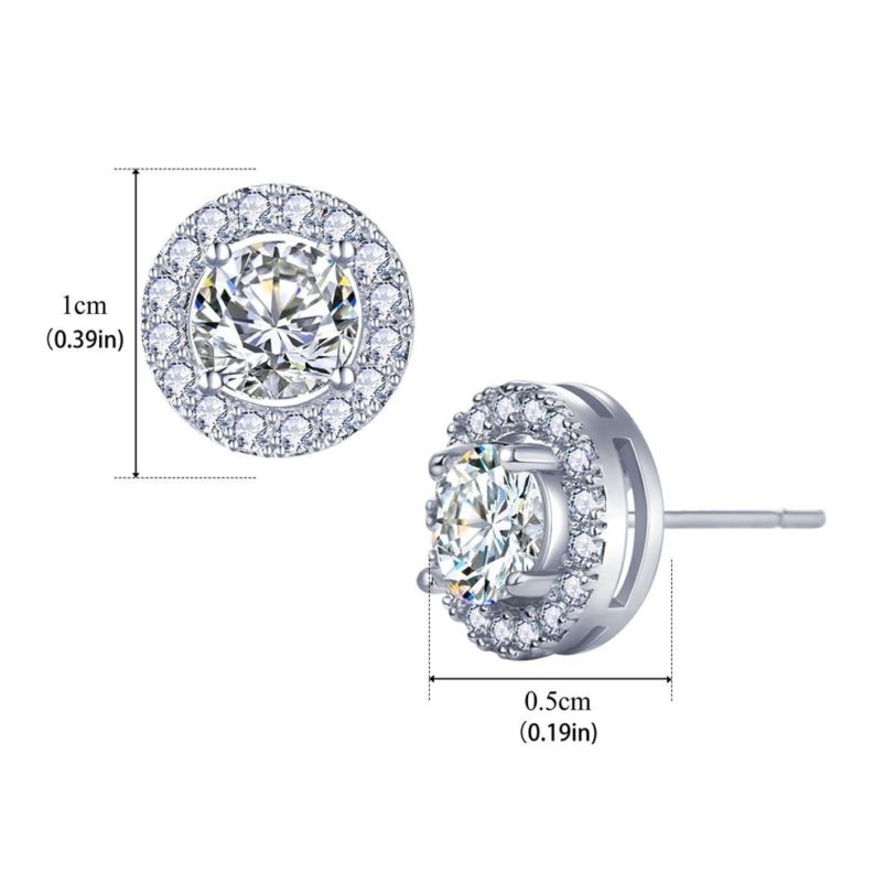 Ekopdee 2021 New Luxury White Zircon Stud Earrings For Women Fashion Elegant Silver Color Earring Female Wedding Jewelry Gift - Image 5