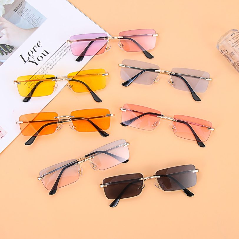 Fashion Small Rectangle Sunglasses Summer UV400 Eyewear 2021 Newest Trendy Women Men Rimless Cycling Retro Sun Glasses Shades - Image 3