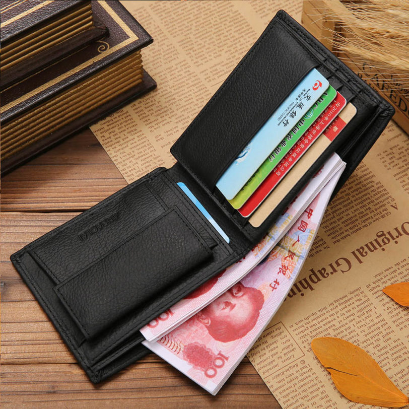 Free Name Engraving Short Genuine Leather Men Wallets Fashion Coin Pocket Card Holder Men Purse Simple Quality Male Wallets - Image 2