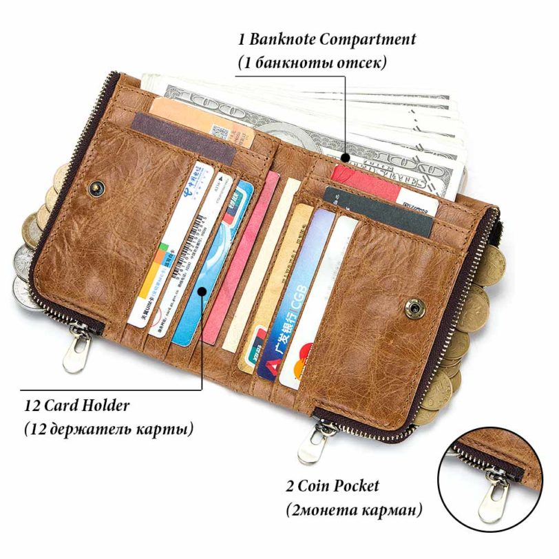 Genuine Leather Men Wallet Travel for Male Organizer Large Capacity with Card Holder Coin Purse Coin Pocket Gift Walet - Image 6