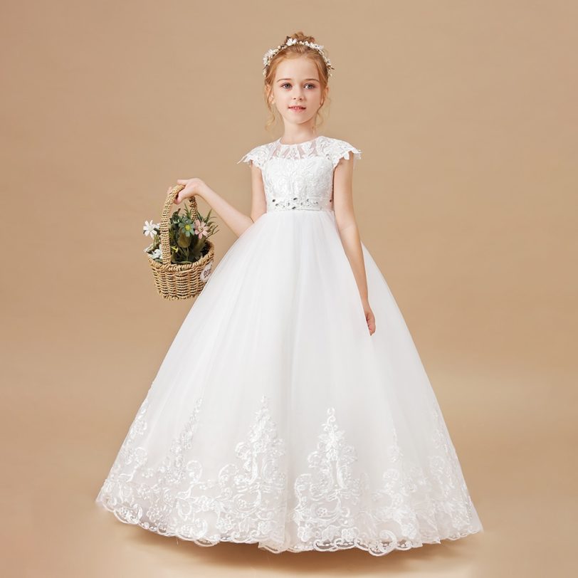 Girls Dress Sleeveless Baby Kids Clothes Children Kids Clothing Appliques Kids Girl Wedding Evening Gowns Party Dresses - Image 3