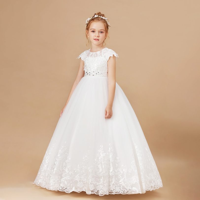 Girls Dress Sleeveless Baby Kids Clothes Children Kids Clothing Appliques Kids Girl Wedding Evening Gowns Party Dresses - Image 2