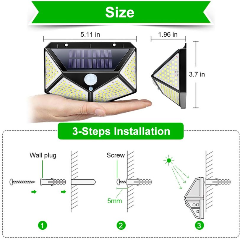 Goodland 180 100 LED Solar Light Outdoor Solar Lamp Powered Sunlight Waterproof PIR Motion Sensor Light for Garden Decoration - Image 2