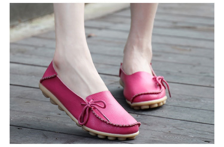AH 911-2019 Spring Autumn Genuine Leather Women Loafers Walking Mother Flats-10