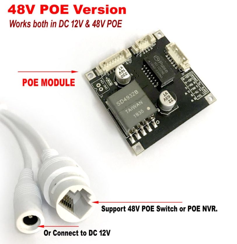 HD 48V POE module IP CCTV Camera module POE cable Network 4mp 3mp Security IPC XMEye