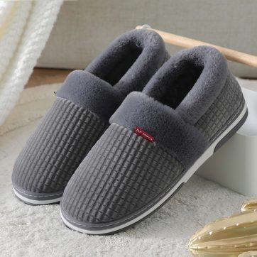 Home Slippers for Men Winter Furry Short Plush Man Slippers Non Slip Bedroom Slippers Couple Soft