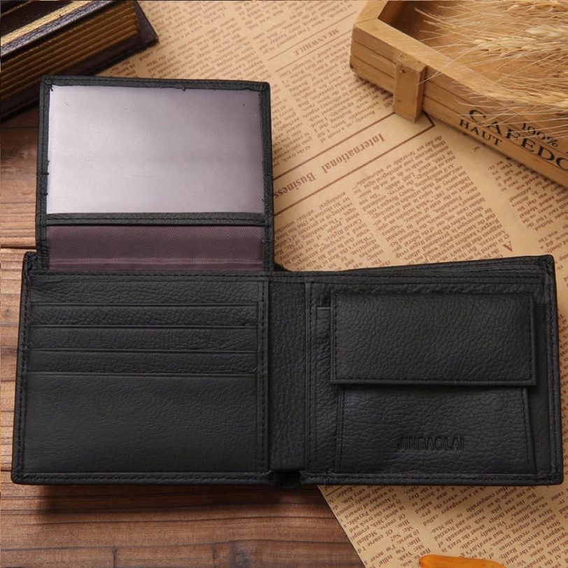 JINBAOLAI Genuine Leather Men Wallets Short Design ID Card Holder Waterproof Black Male Wallet Casual Top Quality Men Purse - Image 5