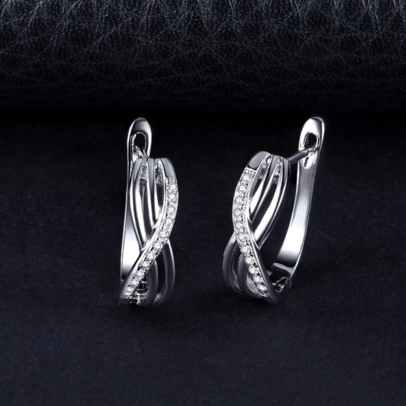 JewelryPalace Infinity Knot Cubic Zirconia 925 Sterling Silver Clip Earrings for Women Girls Korean Fashion Wedding Jewelry - Image 2