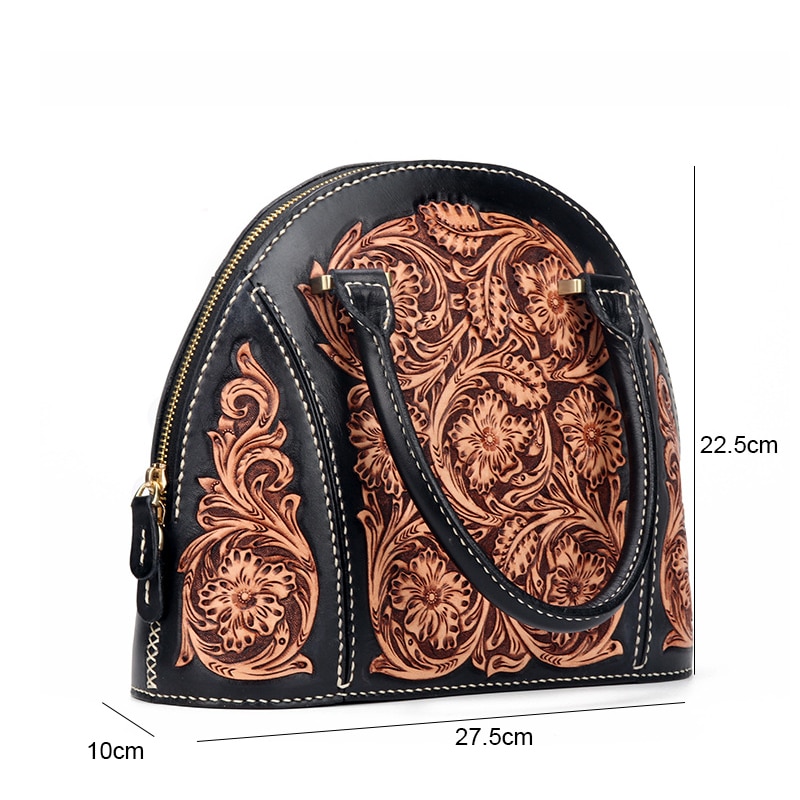 Johnature First Class Handmade Leather Carving Luxury Handbags Women Bags Designer 2021 New High Quality Totes