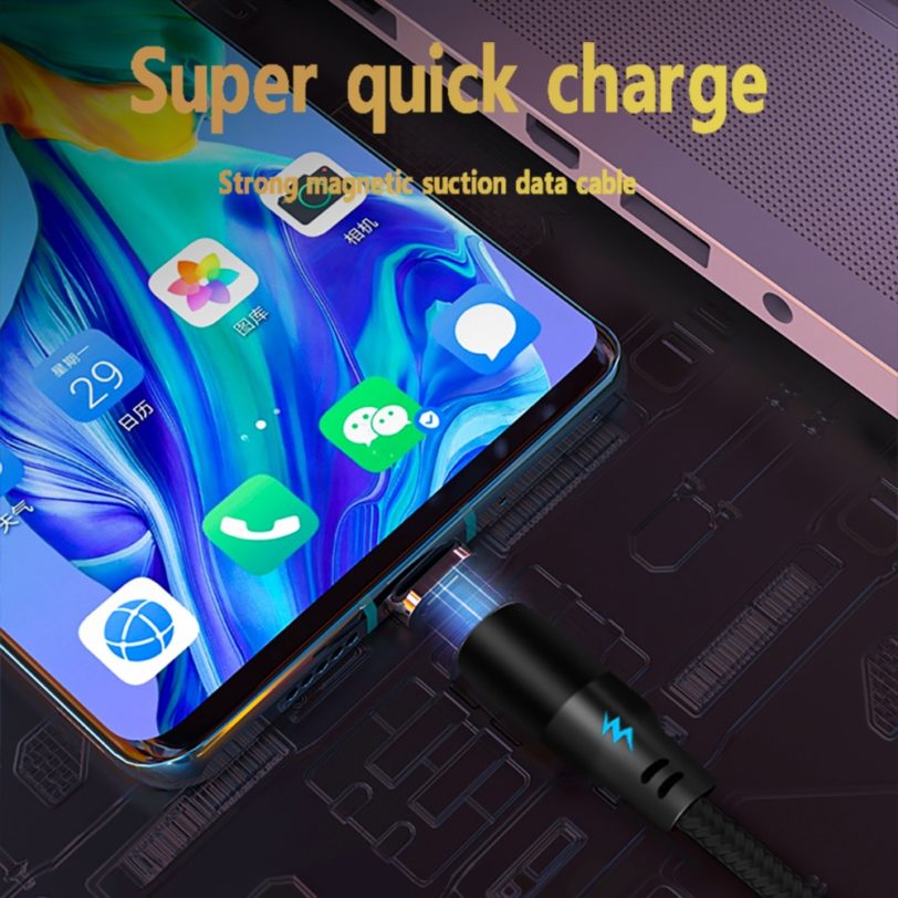 Magnetic Usb Charging Cable 5A Fast Charging For iPhone Xiaomi Huawei Samsung 3 in 1 Magnet 2