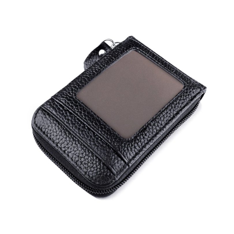 Men's Wallet Genuine Leather Credit Card Holder RFID Blocking Zipper Pocket Men bag - Image 4