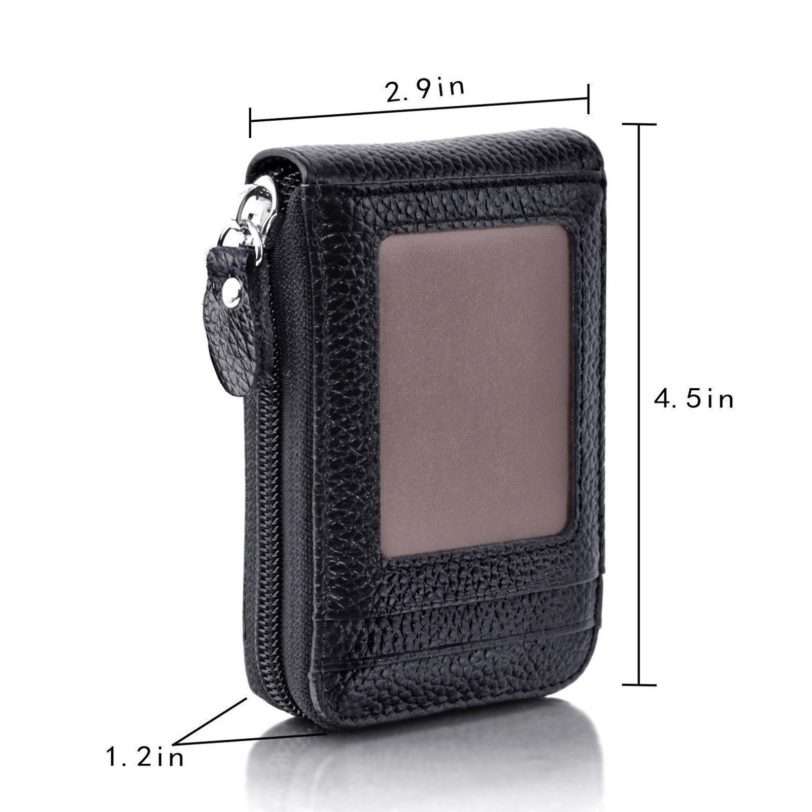 Men's Wallet Genuine Leather Credit Card Holder RFID Blocking Zipper Pocket Men bag - Image 5