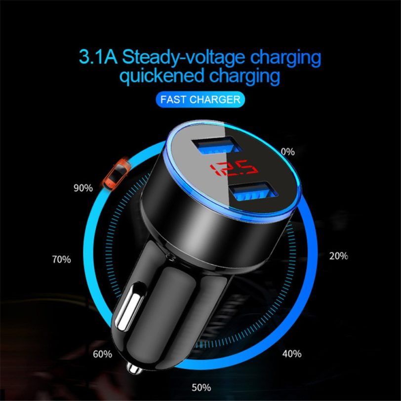 Mini Fast Charger Dual USB Car Phone Charger 5V 3.1A With LED Display Universal Phone Charger for iPhone Samsung Xiaomi - Image 2