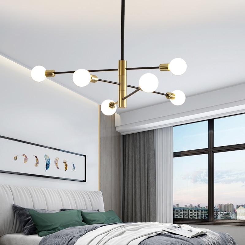 Modern Nordic Sputnik Black Chandeliers LED Lamp Home Lighting Indoor Fixtures Pendant Ceiling Not Included Bulbs