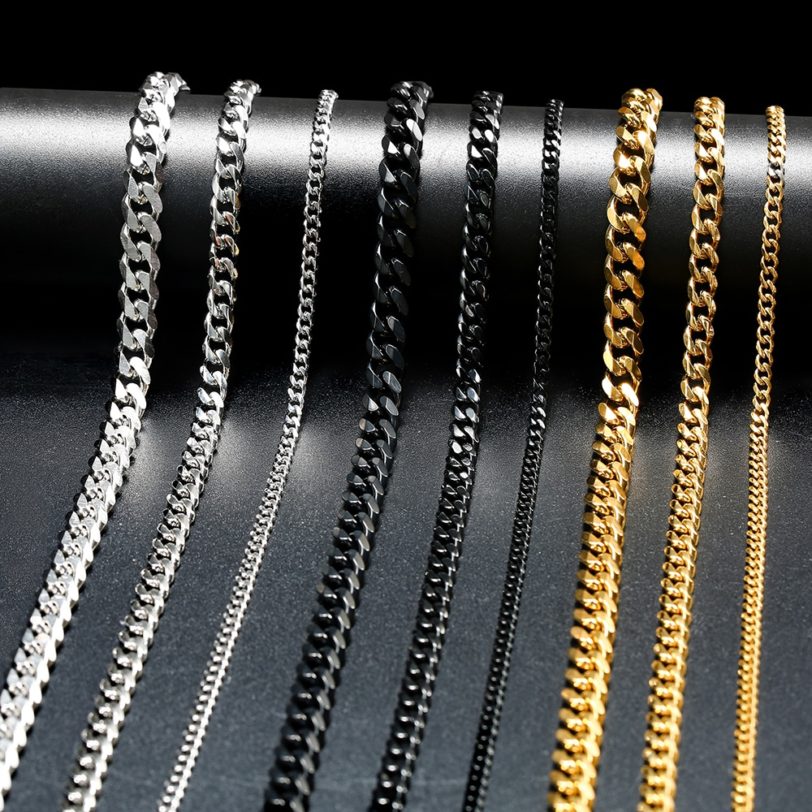 New Arrival Punk Stainless Steel Jewelry Necklace for Men Women Multi Size Curb Cuban Link Chain