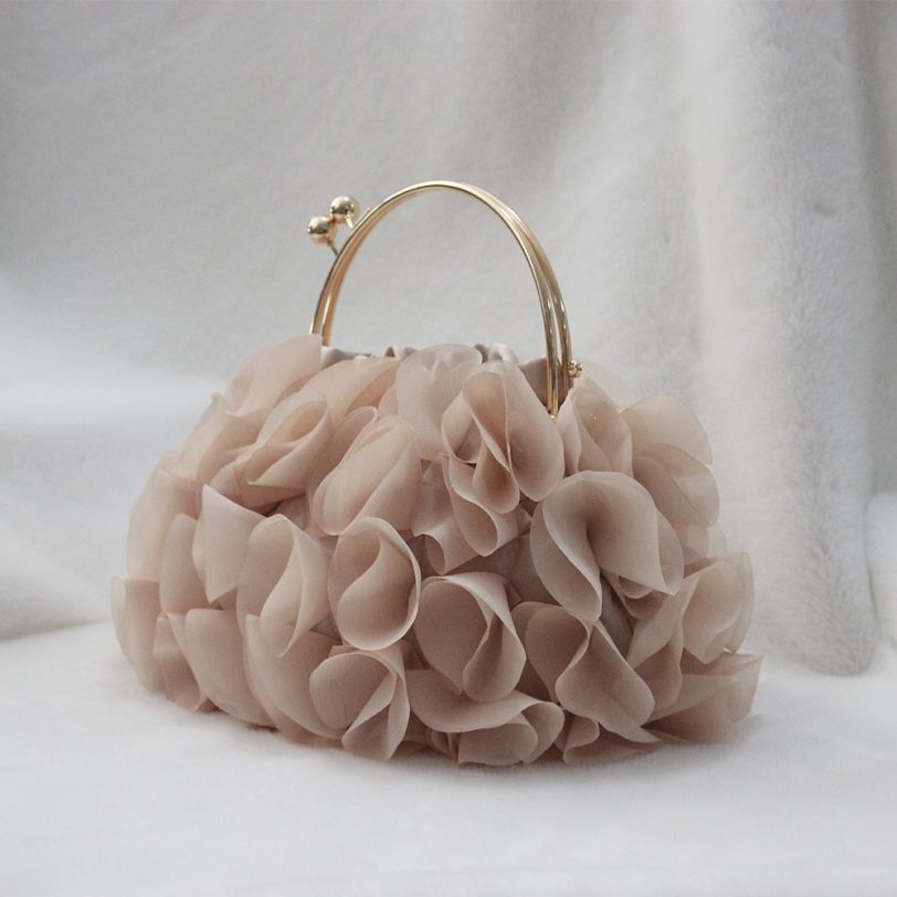 New Fashion Brand Handbags Women Flower Cute Bag Solid Luxury Champagne Bags Floral Bride Totes Cute Trendy Casual Day Clutch - Image 3