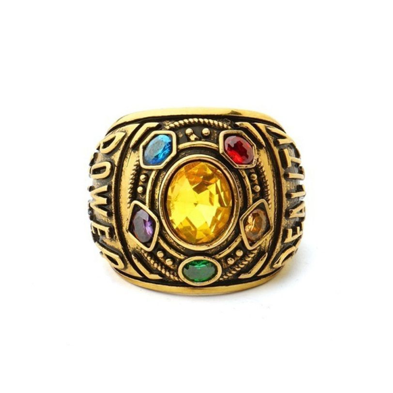 New Fashion Men's Power Ring Infinity Wars Thanos Cosplay Alloy Ring Jewelery Infinity Wars Thanos Jewelery Letter Men's Ring