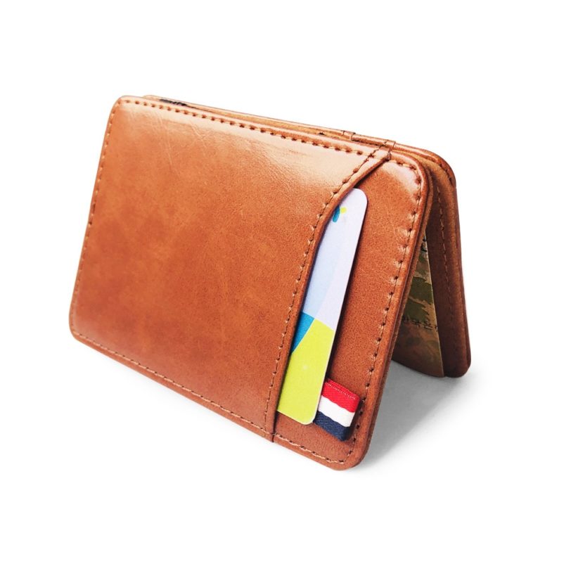 New Fashion Slim Men's Leather Magic Wallet Korea Designer Credit Card Holder Women Small Cash Clip Bilfold Man Clamps for Money - Image 5