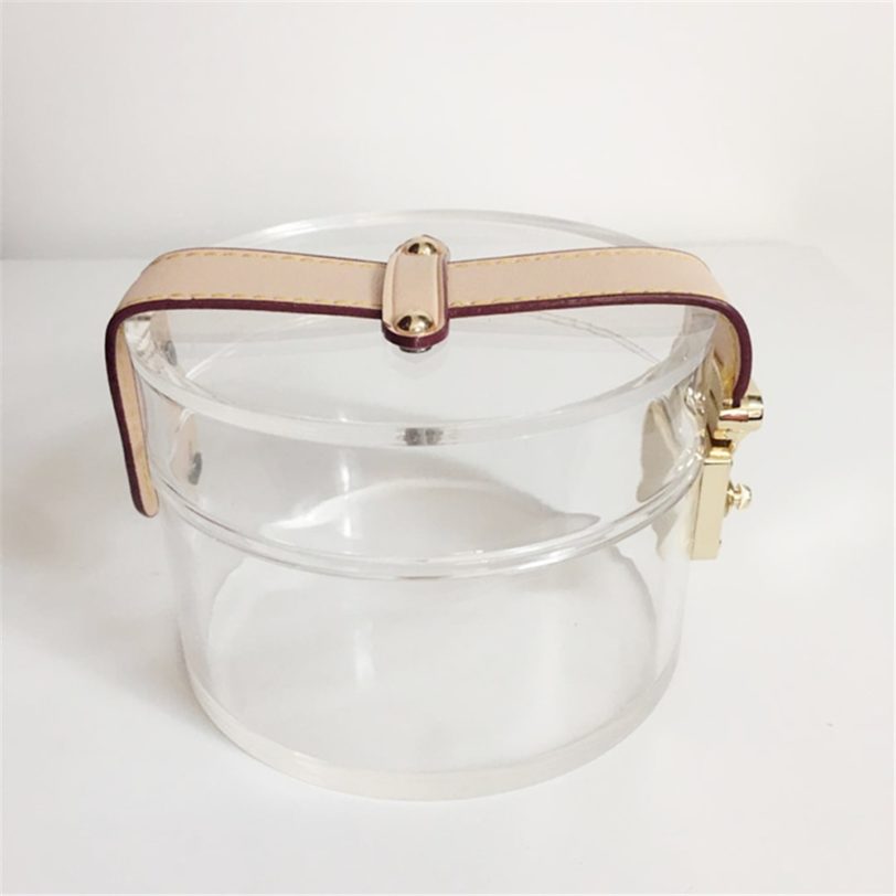 New Solid Bare Clear Clutch Purse Chic Women Transparent Acrylic Evening Bag Retro Handbags Trendy Round Hard Box Bag Party Prom - Image 2