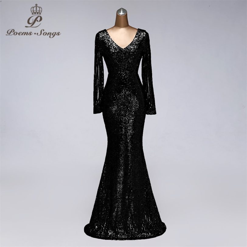 New hollow-carved long sleeve style Sequins evening dresses vestido de festa prom gowns vestidos party dress robe de soiree - Image 3