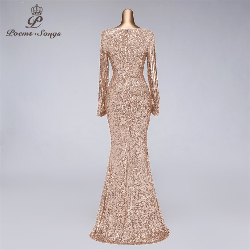 New hollow-carved long sleeve style Sequins evening dresses vestido de festa prom gowns vestidos party dress robe de soiree - Image 2