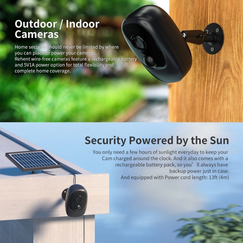 Outdoor Solar mini Camera 1080P HD Waterproof CCTV Surveillance Cam Power Charging Wireless WiFi PIR Alarm Cloudedge APP control - Image 2