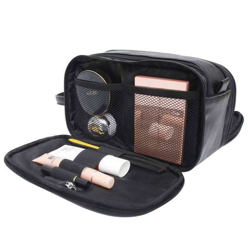 PU Leather Men Waterproof Makeup Bag Cosmetic Bag Beauty Case Boys Organizer Toiletry Bags Bath Kits Storage Travel Wash Pouch - Image 2