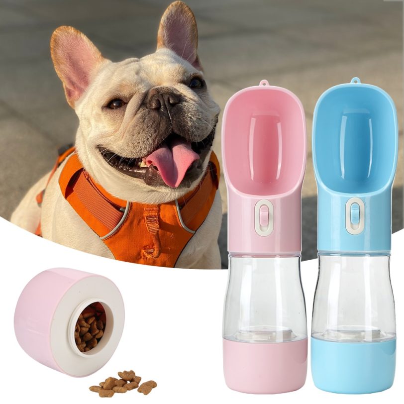 Pet Water Bottle Feeder Bowl 2 in 1 Food Feeding Water Dispenser Dog Water Bottle Portable Dog&Cat Supplies