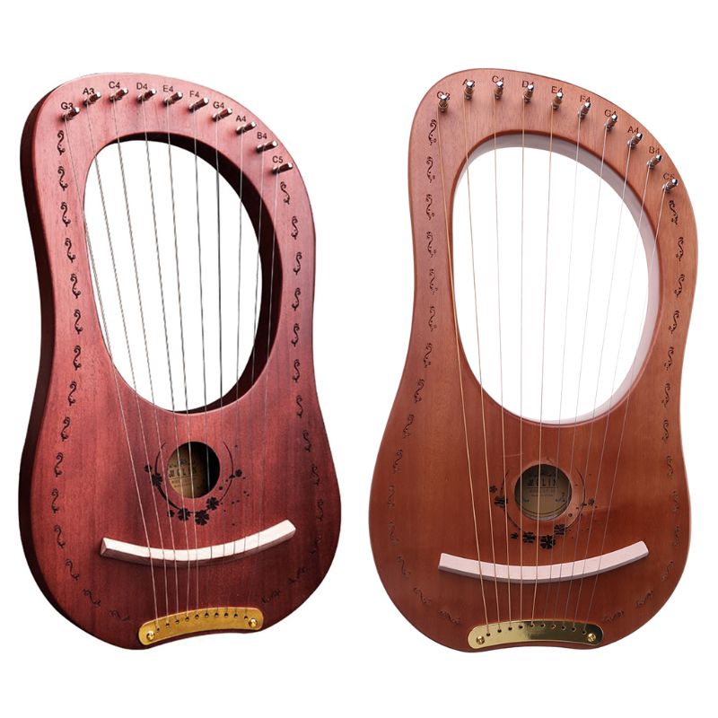 Portable Practice Harp Solid Wood 10 String Lier Harp Musical Instrument Gifts