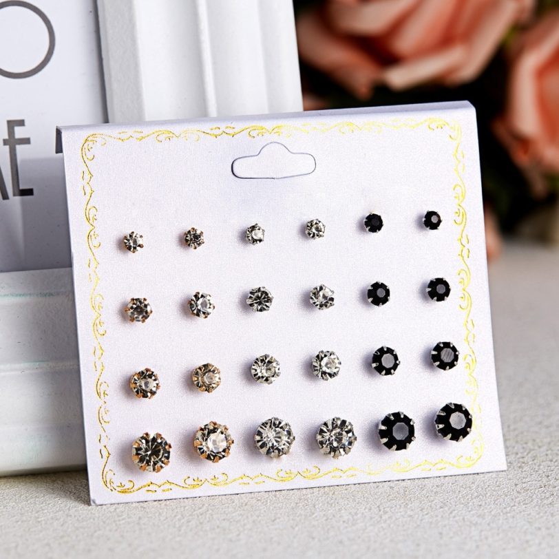 Rinhoo 12pairs Crystal Simulated Pearl Earrings Sets For Women Colorful Round Ear Stud Earrings Wedding Jewelry Box Earrings - Image 4